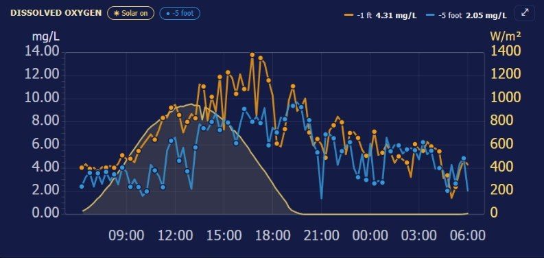 Live dissolved oxygen chart for the Slab Lab